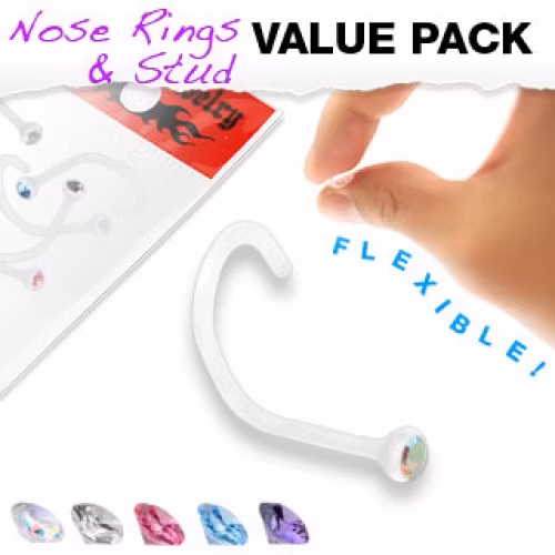 5 pack böjda bioflex näspiercingar