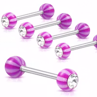 Tungpiercing lila med ädelsten