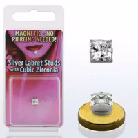 Fake piercing labret med ädelsten