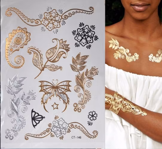 Stick on tatueringar metallic