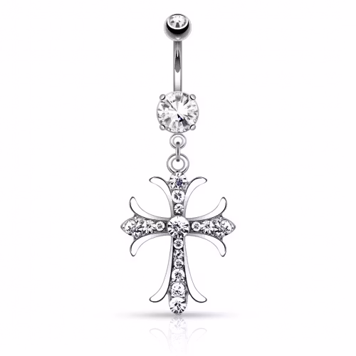 Navelpiercing med stort kors