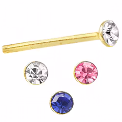 Guldpläterad "Bend it yourself" näspiercing med ädelsten