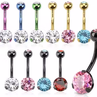 Svart navelpiercing med CZ sten