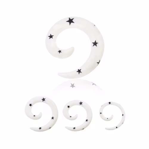 Vit spiral med svarta stjärnor