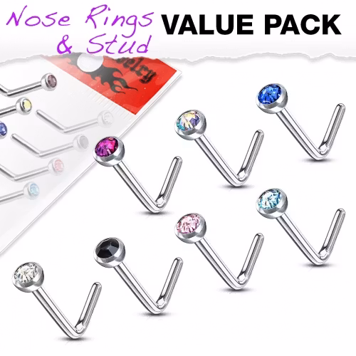 Böjd näspiercing 7 pack