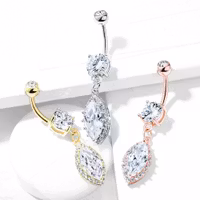 Navelpiercing med droppe och ädelstenar