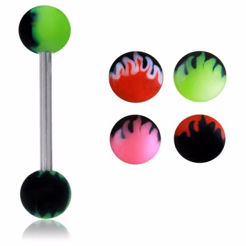 Tungpiercing med eldsflammor