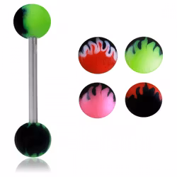 Tungpiercing med eldsflammor