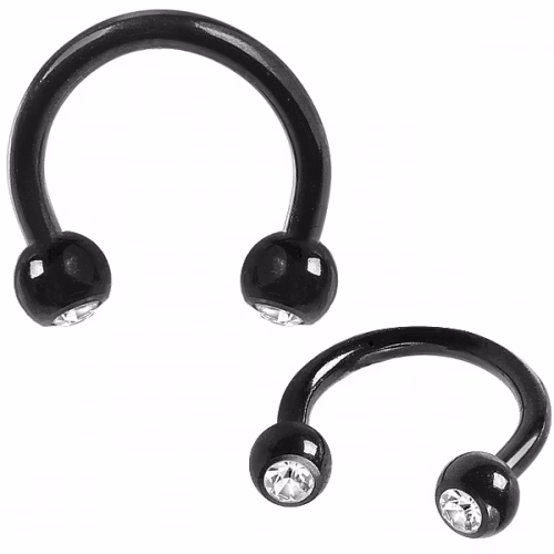 1,2mm blackline hästsko med ädelstenar