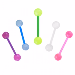 Tungpiercing Glow in dark med bioflex stav