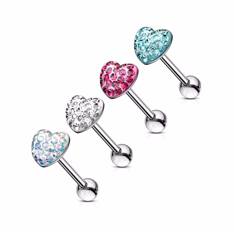 Tungpiercing gnistrande hjärta