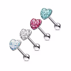 Tungpiercing gnistrande hjärta