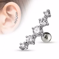 Tragus piercing med 5st ädelstenar