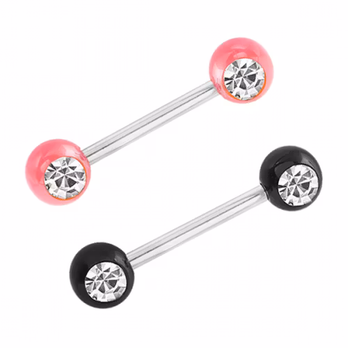 Barbell med ädelsten på bollarnas sida