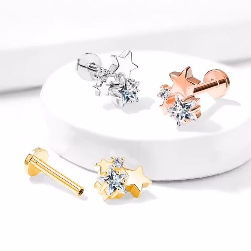 Labret med CZ stjärnor