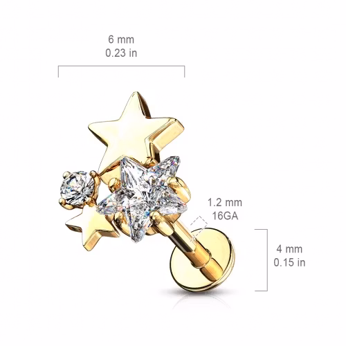 Labret med CZ stjärnor