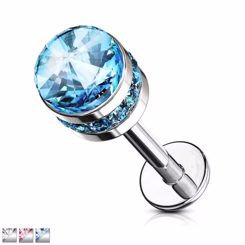 Labret med ädelstens cylinder