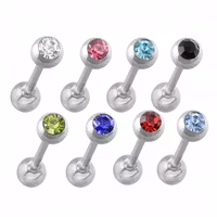 Tungpiercing / Barbell med ädelsten 1,6mm