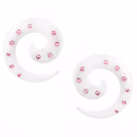 2-pack vita spiraler med rosa CZ