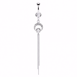 Navelpiercing med hänge och stenar