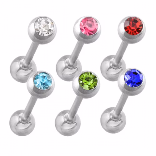 Tungpiercing med ädelsten