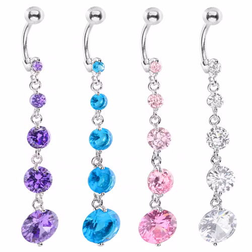 Navelsmycke med 5st CZ