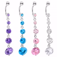 Navelsmycke med 5st CZ