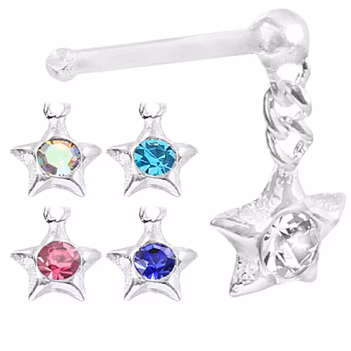 Näspiercing med kedja och stjärna