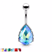 Navelpiercing med stor skuren ädelsten