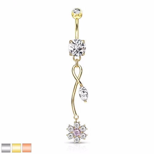 Navelpiercing med hängande stenar