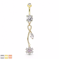 Navelpiercing med hängande stenar