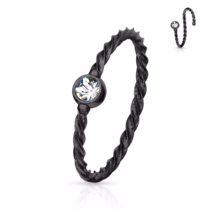 Piercingring flätad med ädelsten