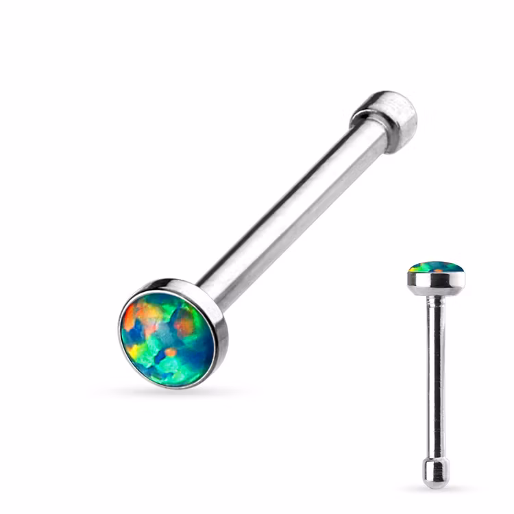 Näspiercing med opalsten