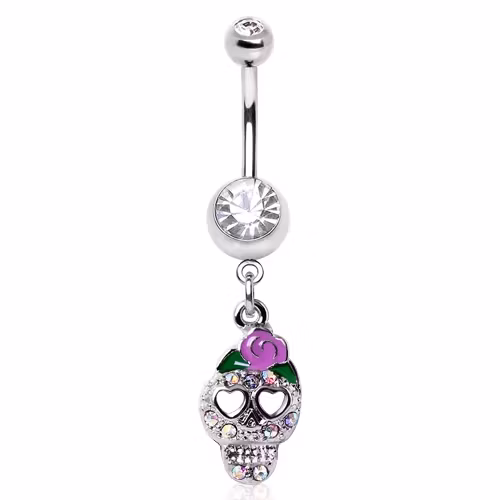 Navelpiercing sugar skull roses