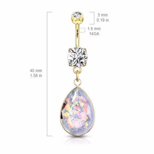 Navelpiercing med stor opalite sten