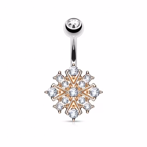 Navelpiercing med ädelstenar och ornament