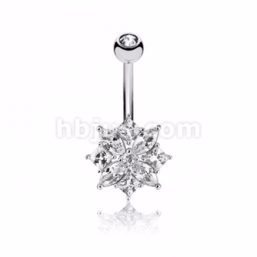 Navelpiercing med vacker blomma