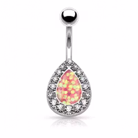 Navelpiercing med en stor opalsten