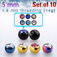 Svarta 5 mm bollar med ädelsten