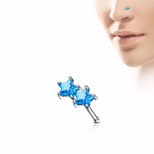 Näspiercing med två stjärnor