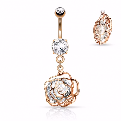 Navel piercing med blomma och sten