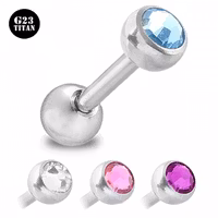 Tungpiercing i titan med ädelsten