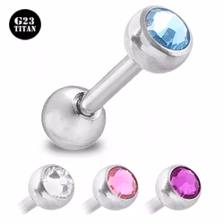 Tungpiercing i titan med ädelsten