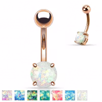 Navelpiercing med glittrig opalsten