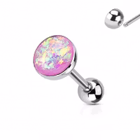 Tungpiercing med opal imitation