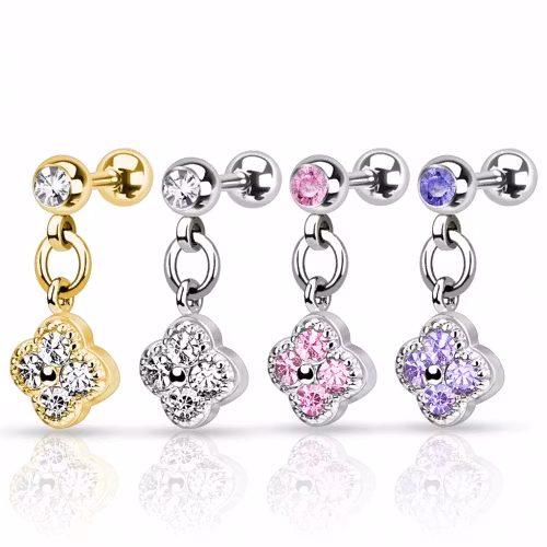 Tragus piercing med blomma