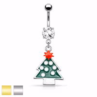 Navelpiercing med grön gran