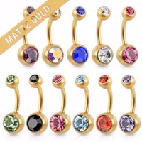 Navelpiercing i mattguld med ädelsten