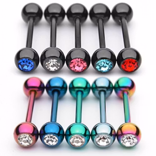 Tungpiercing med ädelsten