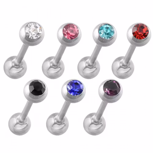 1,2mm barbell med ädelstenar